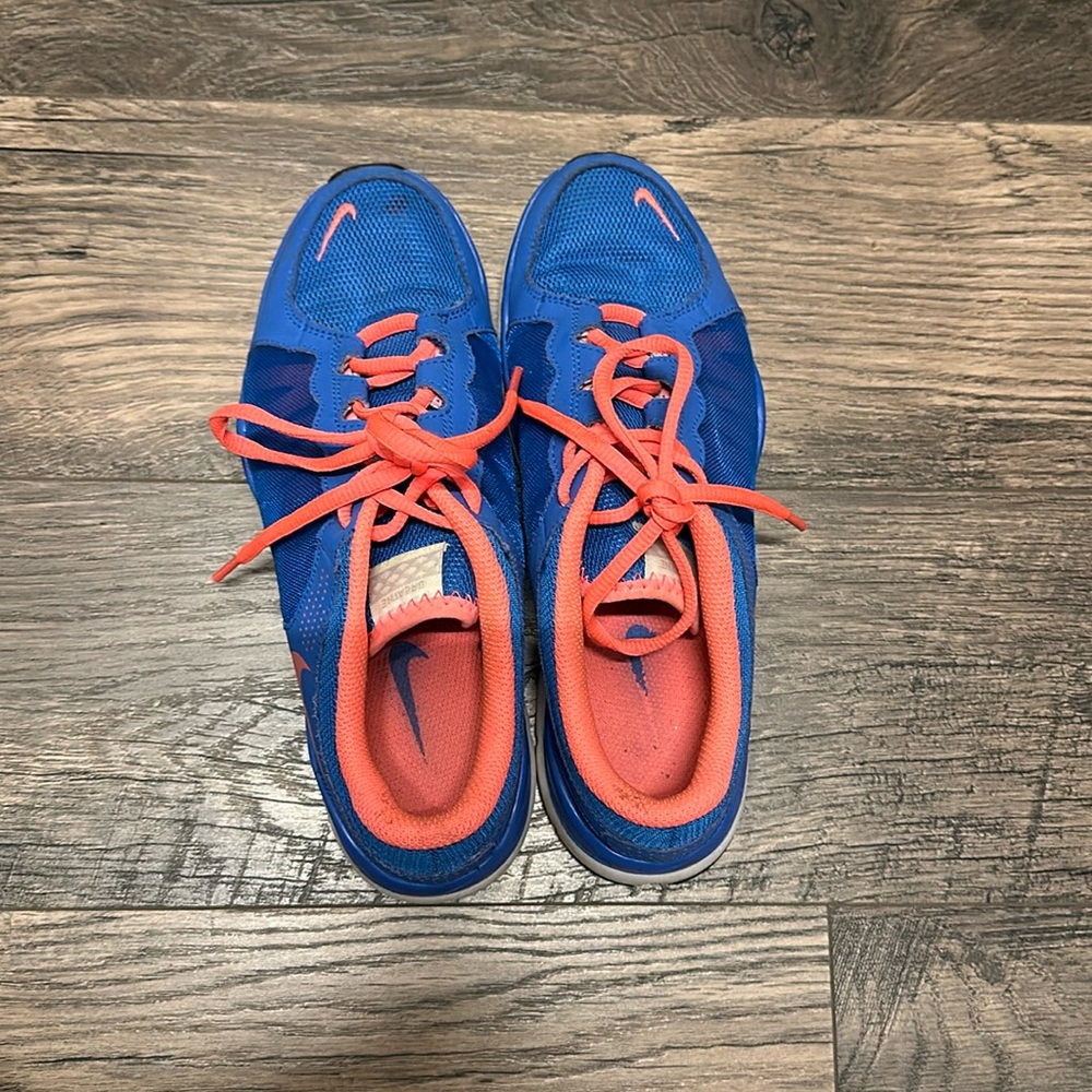 Blue and pink nikes